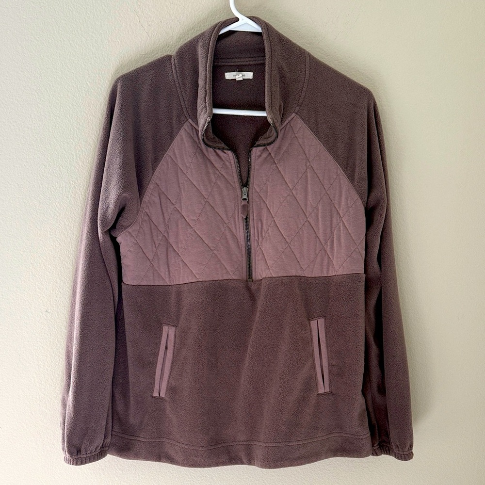 Maurices Light Brown Quarter Zip-Up Quilted Sweater Size Large‎